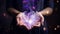 Stunning Healing Energy phenomenon - female hands reaching up into a structure of energy