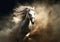 Stunning Holy Energy Greys: An Intense, Incredible Speed Running White Horse Background Expressive Portrait