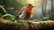 Stunning Hyper-realistic Robin Portrait In Enchanting Forest