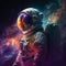 A stunning illustration of an astronaut in a suit exploring the depths of space, surrounded by magnificent breathtaking deep space