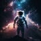 A stunning illustration of an astronaut in a suit exploring the depths of space, surrounded by magnificent breathtaking deep space