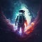 A stunning illustration of an astronaut in a suit exploring the depths of space, surrounded by magnificent breathtaking deep space