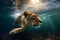 Stunning image of a Lion swimming underwater. Amazing Wildlife. Generative Ai