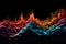 A stunning image of a vibrant mountain range set against a bold black background., Bohemian style interpretation of the