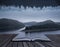 Stunning impossible puzzling conceptual landscape image of lake