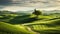 Stunning Italian Landscape: Green Hills, Curved Paths, And Flowing Textures