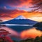 stunning Japanese landscape with mountains at sunrise