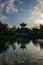 Stunning Japanese pagoda situated in the Fukushuen Garden in Naha, Okinawa, Japan