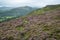 Stunning landscape image of Bamford Edge in Peak District National Park during late Summer with heather in full blom