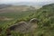 Stunning landscape image of the view from Higger Tor in the Peak District National Park in Egnland with light fog across the