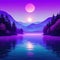 stunning landscape minimalism Purple View of the lake and