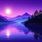 stunning landscape minimalism Purple View of the lake and