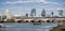 Stunning large panorama of London City skyline on lovely blue sk