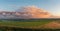 Stunning large panorama of Summer sunset landscape image of South Downs National Park in English countryside with stunning