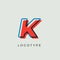 Stunning Letter K with 3d color contour, minimalist letter graphic for modern comic book logo, cartoon headline