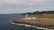 Stunning long distance aerial shot part 01 of Ardnamurchan Point, Great Britains most westerly point, with lighthouse