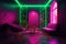 Stunning Luxury: Award-winning, Neon-Lit Interiors with Chartreuse Green & Magenta Pink