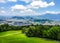 Stunning Luzern urban scenery, bird eye view from cable car from Pilatus mountain, Lucerne, Switzerland, Europe