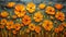 Stunning Marigold Art: Bold Impasto Painting On Gray Background