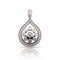Stunning Medallion Piece: Hollow Halo Design With Drop-shaped Diamonds In 18k White Gold
