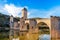 The stunning medieval bridge of ValentrÃ© over the Lot river in Cahors, Occitanie, France