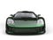 Stunning metallic dark green modern super concept car - front view closeup shot