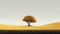 Stunning Minimalist Illustration: Golden Tree In Desert Oasis