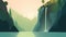 Stunning Minimalist Vector Of Waterfall