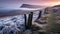 Stunning Morning View: Glacier And Stone Fence On English Moors