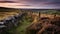 Stunning Morning View: Range And Stone Fence On English Moors