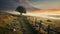 Stunning Morning View Of A Stone Fence In English Moors