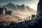 Stunning mountain landscape & hikers: Unreal Engine 5\\\'s hyper-detailed attention to color-coded, intricate, insane details