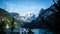 Stunning mountain view on Gosauseen lake in Austria