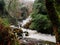 Stunning nature scene with fast flowing water in a stream near Torc waterfall. Killarney, Ireland, ring of Kerry route.