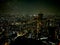 Stunning night light scene of misty raining Tokyo metropolis in