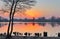 Stunning orange sunset on a landscape in northern germany