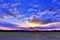 Stunning orange sunset on a landscape in northern germany