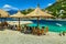 Stunning outdoor tropical beach bar,Brela,Dalmatia,Croatia,Europe