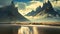 A stunning painting capturing the grandeur of mountains