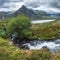 Stunning panorama landscape image of stream flowing over rocks n