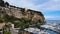 Stunning panorama of Port de Fontvieille with luxury white yachts in Monte Carlo