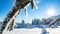 Stunning panorama of snowy landscape in winter in Black Forest - Snow view winter wonderland snowscape background banner with