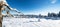 Stunning panorama of snowy landscape in winter in Black Forest - Snow view winter wonderland snowscape background banner with