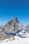 Stunning panorama view of famous Matterhorn, Weisshorn and Pennine Alps on Swiss Italien border on sunny autumn day with snow and