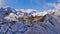 Stunning panorama view of rugged Alpine mountains above Montafon valley, Alps, Austria with snow-covered peaks.