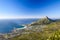 Stunning panorama view of the suburb of Camps Bay and Lion`s Head mountain in Cape Town