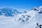 Stunning Panoramic view Snow moutain of the Swiss Skyline from Schilthorn, Switzerland