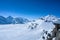 Stunning Panoramic view Snow moutain of the Swiss Skyline from Schilthorn, Switzerland