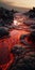 Stunning Photorealistic Lava And Water Ponds At Sunset