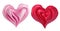 Stunning Pink and Magenta 3D Heart Shaped Icons of Drapery Satin Fabric on Transparent Background